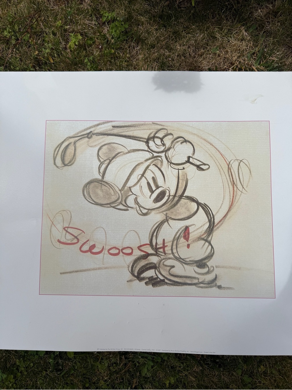 Mickey Mouse Golfing Sketch Art Print